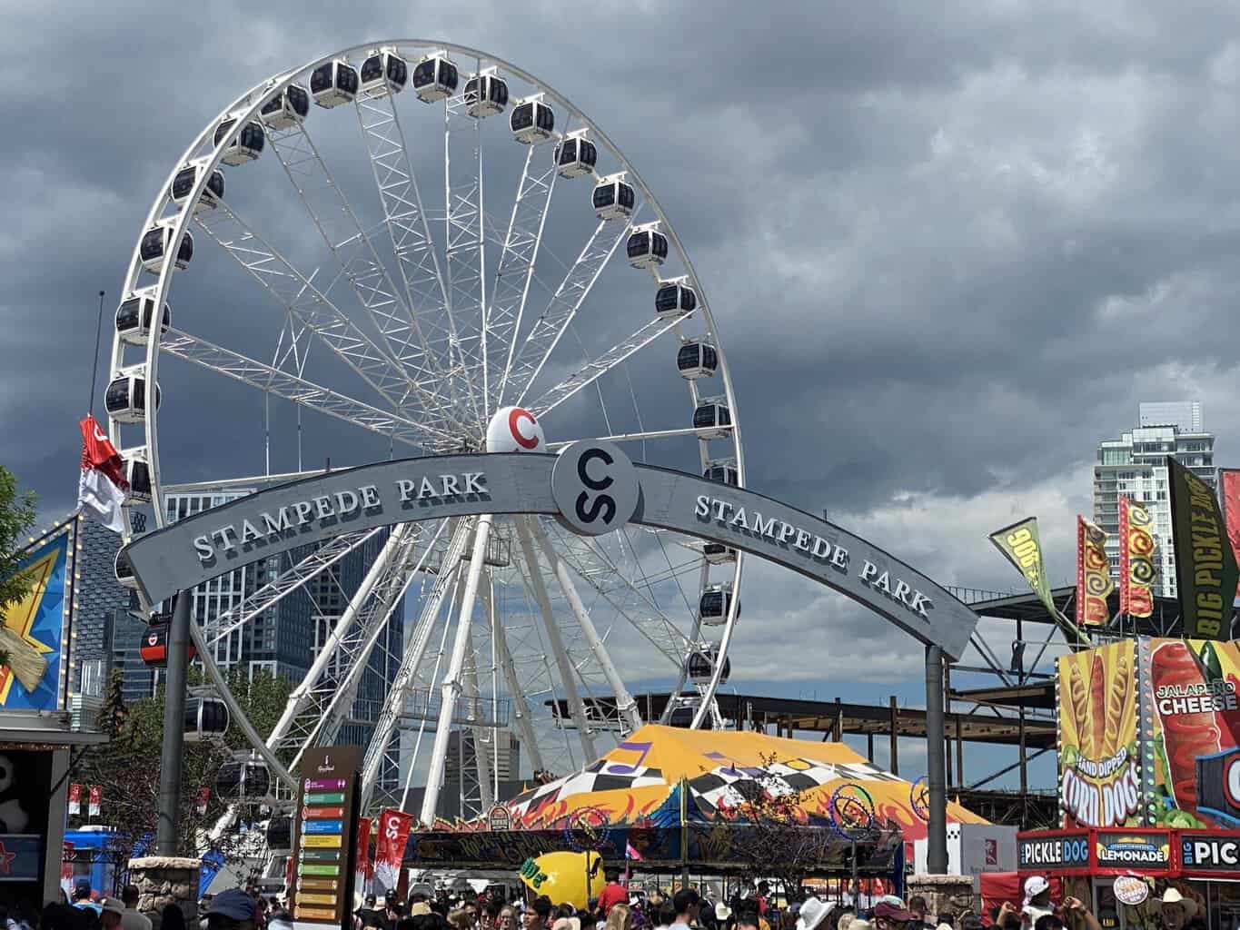 Calgary Stampede rides including a Ferris Wheel