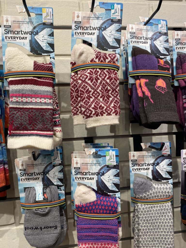 six pairs of merino wool socks with colourful patterns