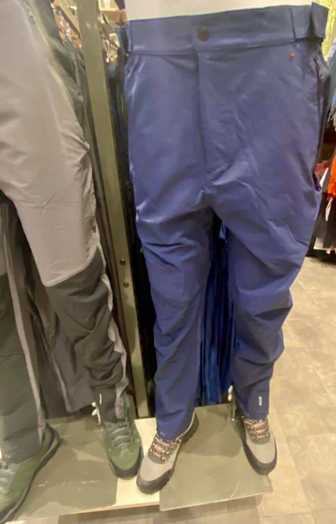 Mens blue hiking style pants and grey hiking pants