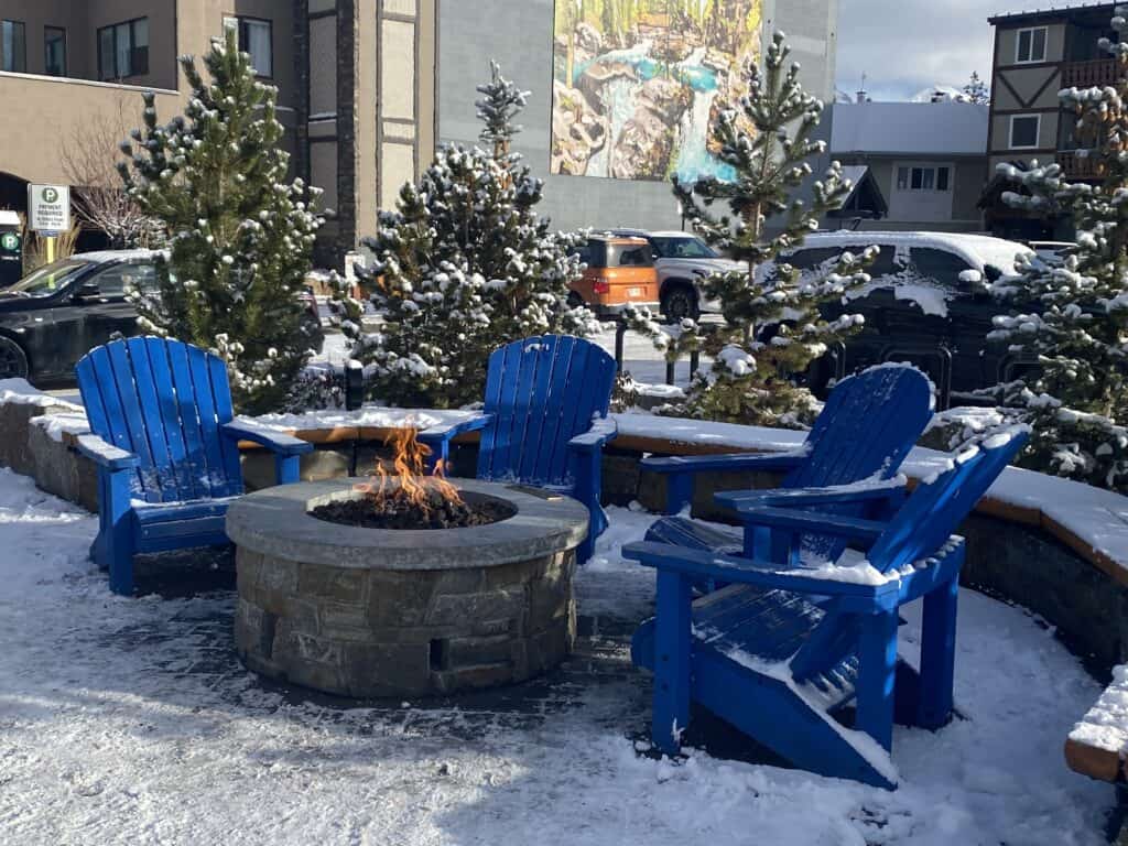 Outdoor firepit in Banff during Snowdays
